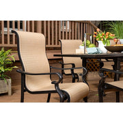 Hanover - Brigantine 7pc: 6 Sling Dining Chairs, Expandable Cast Dining Table - Cast/Tan-United Backyard