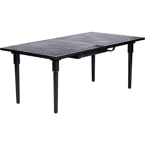 Hanover - Brigantine 7pc: 6 Sling Swivel Rockers, Expandable Cast Dining Table - Cast/Tan-United Backyard