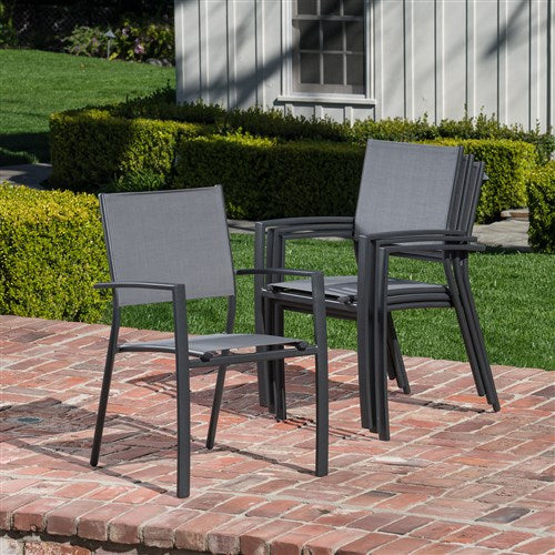 Hanover - Cameron 11pc: 10 Aluminum Sling Chairs, 63-94" Aluminum Extension Table - Gray/Gray-United Backyard