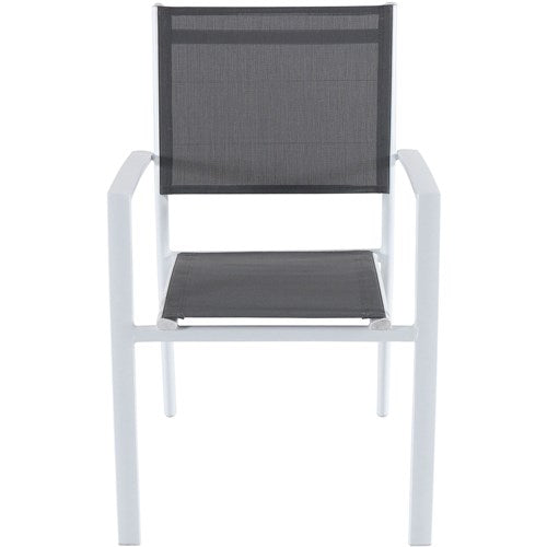 Hanover - Cameron 11pc: 10 Aluminum Sling Chairs, 63-94" Aluminum Extension Table - White/Gray-United Backyard