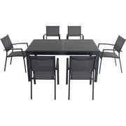 Hanover - Cameron 7pc: 6 Aluminum Sling Chairs, 63-94" Aluminum Extension Table - Gray/Gray-United Backyard
