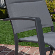 Hanover - Cameron 9pc: 8 High Back Padded Sling Chairs, 63-94" Aluminum Extension Table - Gray/Gray-United Backyard
