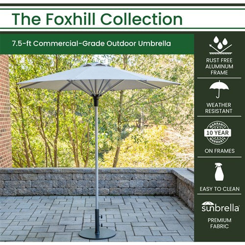 Hanover - Commercial Aluminum 7.5' Umbrella Sunbrella Cast Ash - Cast Ash-United Backyard