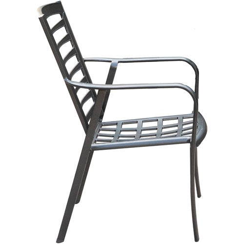 Hanover - Commercial aluminum dining chair with Sunbrella cushion - Gunmetal/Ash-United Backyard