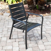 Hanover - Commercial aluminum slat back dining chair - Gunmetal-United Backyard