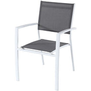 Hanover - Conrad 5pc Dining Set: 4 Alum Sling Chairs and Folding Table - White/Gray-United Backyard