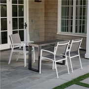 Hanover - Conrad 5pc Dining Set: 4 Alum Sling Chairs and Folding Table - White/Gray-United Backyard