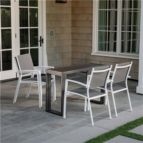 Hanover - Conrad 5pc Dining Set: 4 Alum Sling Chairs and Folding Table - White/Gray-United Backyard