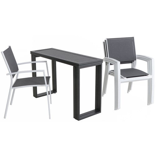 Hanover - Conrad 5pc Dining Set: 4 Alum Sling Chairs and Folding Table - White/Gray-United Backyard