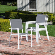 Hanover - Conrad 5pc Dining Set: 4 Alum Sling Chairs and Folding Table - White/Gray-United Backyard