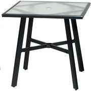 Hanover - Cortino 3pc Dining Set: 2 Aluminum Slat Dining Chairs and 1 30" Square Glass Table - Gunmetal-United Backyard