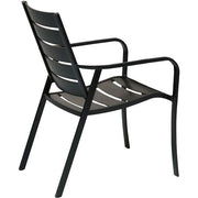 Hanover - Cortino 3pc Dining Set: 2 Aluminum Slat Dining Chairs and 1 30" Square Glass Table - Gunmetal-United Backyard