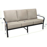Hanover - Cortino 5pc: 2 Slat Back Club Chairs, Sofa, and Slat Coffee Table - Cast Ash/Gunmetal-United Backyard