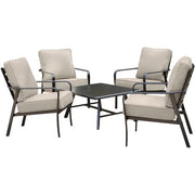 Hanover - Cortino 5pc: 4 Slat Back Club Chairs and Slat Cofffee Table - Cast Ash/Gunmetal-United Backyard