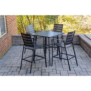Hanover - Cortino 5pc Counter Height Dining: 4 Slat Center Height Chairs, 42" Slat Table - Gunmetal-United Backyard