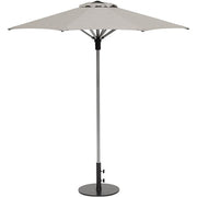 Hanover - Cortino 5pc Counter Height Dining: 4 Slat Chairs, 42" Slat Table, Umbrella & Base - Gunmetal-United Backyard