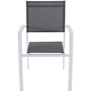 Hanover - Del Mar 7pc: 6 Aluminum Sling Chairs, 63x35" Aluminum Slat Table - White/White-United Backyard