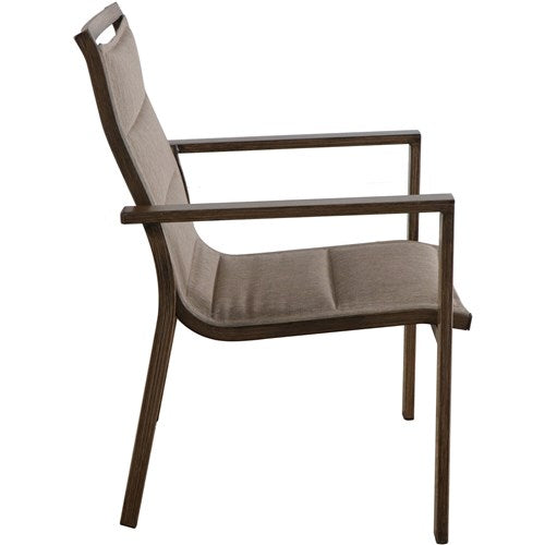 Hanover - Fairhope 7pc Dining Set: 6 Padded Sling Chairs and 74"x40" Tressle Table - Tan-United Backyard