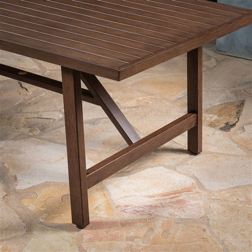 Hanover - Fairhope 7pc Dining Set: 6 Swivel Chairs and 74x40 Tressle Table - Tan-United Backyard