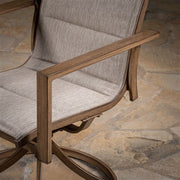 Hanover - Fairhope 7pc Dining Set: 6 Swivel Chairs and 74x40 Tressle Table - Tan-United Backyard