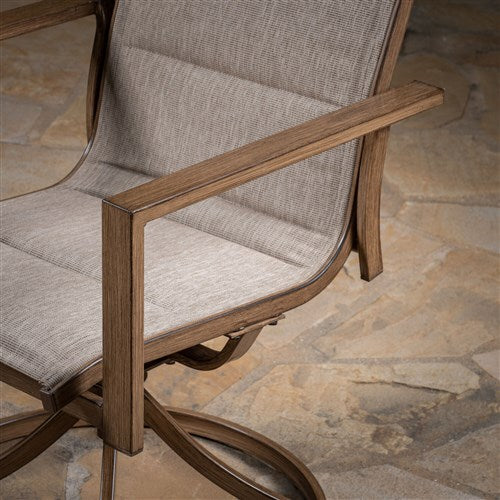 Hanover - Fairhope 7pc Dining Set: 6 Swivel Chairs and 74x40 Tressle Table - Tan-United Backyard