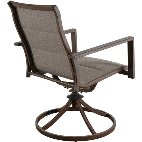 Hanover - Fairhope 7pc Dining Set: 6 Swivel Chairs and 74x40 Tressle Table - Tan-United Backyard