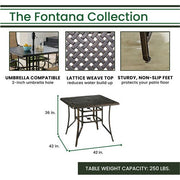 Hanover - Fontana 5pc: 4 Counter Height Swivel Sling Chrs, 42" Square Cast Table - Tan/Bronze-United Backyard