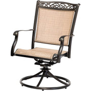 Hanover - Fontana 7pc: 4 Sling Dining Chairs, 2 Sling Swivel Rockers, 40x68" Tile Table- Tan Sling/Tile-United Backyard
