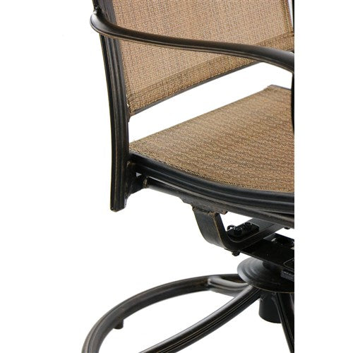 Hanover - Fontana 7pc: 4 Sling Dining Chairs, 2 Sling Swivel Rockers, 42x84" Table - Tan Sling/Glass-United Backyard