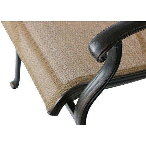 Hanover - Fontana 7pc: 4 Sling Dining Chairs, 2 Sling Swivel Rockers, 42x84" Table - Tan Sling/Glass-United Backyard