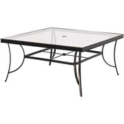 Hanover - Fontana 9pc: 8 Sling Dining Chairs, 60" Square Glass Top Table - Tan Sling/Glass-United Backyard