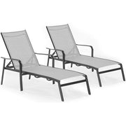 Hanover - Foxhill 2pc Chaise Lounge Chairs - Gray/Gunmetal-United Backyard