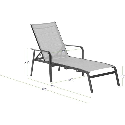 Hanover - Foxhill 3pc: 2 Chaise Lounge Chairs and 22" Side Table - Gray/Gunmetal-United Backyard