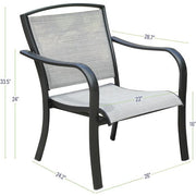 Hanover - Foxhill 3pc Dining Set: 2 Sling Dining Chairs and 1 30" Square Glass Table - Gray/Gunmetal-United Backyard