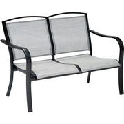 Hanover - Foxhill 4pc: 2 Sling Chrs, Sling Loveseat, and Slat Coffee Table - Gray/Gunmetal-United Backyard