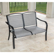Hanover - Foxhill 4pc: 2 Sling Chrs, Sling Loveseat, and Slat Coffee Table - Gray/Gunmetal-United Backyard