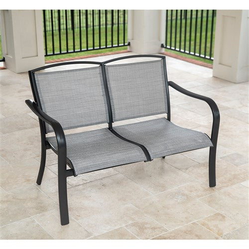 Hanover - Foxhill 4pc: 2 Sling Chrs, Sling Loveseat, and Slat Coffee Table - Gray/Gunmetal-United Backyard