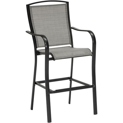 Hanover - Foxhill 5pc Counter Height Dining Set:4 Sling Center Height Chairs, 42" Slat Table - Grey/Gunmetal-United Backyard