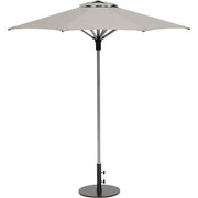 Hanover - Foxhill 5pc Dining Set: 4 Sling Dining Chairs, 30" Sq Slat Table, Umbrella & Base - Grey/Gunmetal-United Backyard