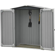 Hanover - Galvanized Steel APEX Patio Storage Shed 3'x5'x6' with Base - Dark Gray/White-United Backyard