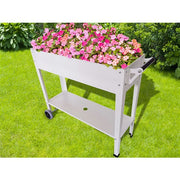 Hanover - Galvanized Steel Mobile Raised Planter Bed Cart with Wheels 37"x22"x31" - White-United Backyard