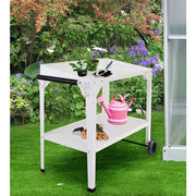 Hanover - Galvanized Steel Potting Bench Trolley 37"x22"x31" - White-United Backyard