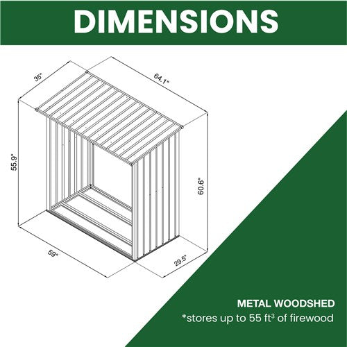 Hanover - Galvanized Steel Wood Storage 5.3'x2.75'x5' - Dark Gray-United Backyard