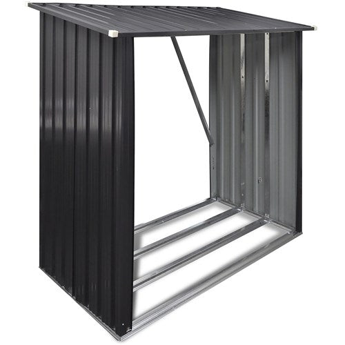 Hanover - Galvanized Steel Wood Storage 5.3'x2.75'x5' - Dark Gray-United Backyard