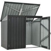 Hanover - Galvanized SteelTrash/Recycle Storage 3.3'x5.2'x4.4', Lockable Doors - Dark Gray-United Backyard