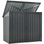 Hanover - Galvanized SteelTrash/Recycle Storage 3.3'x5.2'x4.4', Lockable Doors - Dark Gray-United Backyard
