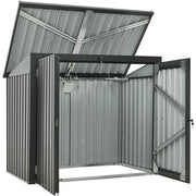 Hanover - Galvanized SteelTrash/Recycle Storage 3.3'x5.2'x4.4', Lockable Doors - Dark Gray-United Backyard