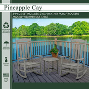 Hanover - Hanover All-Weather Porch Rocker Set: 2 Porch Rockers and Side Table - Grey-United Backyard