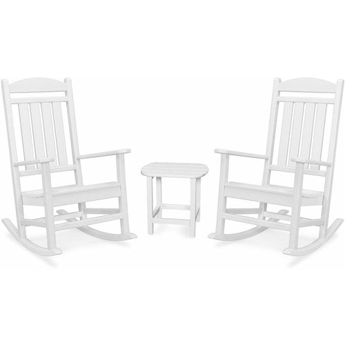 Hanover - Hanover All-Weather Porch Rocker Set: 2 Porch Rockers and Side Table - White-United Backyard