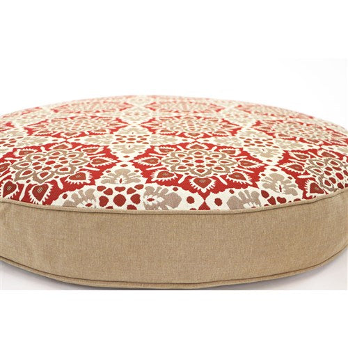 Hanover - Hanover Medalion Reversible Ottoman Cushion - Tan/Berry-United Backyard